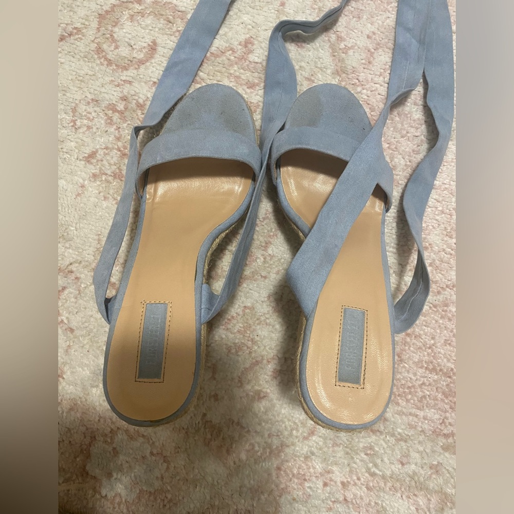 Forever 21 blue lace up espadrille wedges open toe sandals | 8.5 - Picture 5 of 5